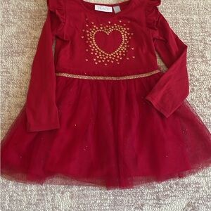 The Children's Place Red Dress with Gold Heart Accents